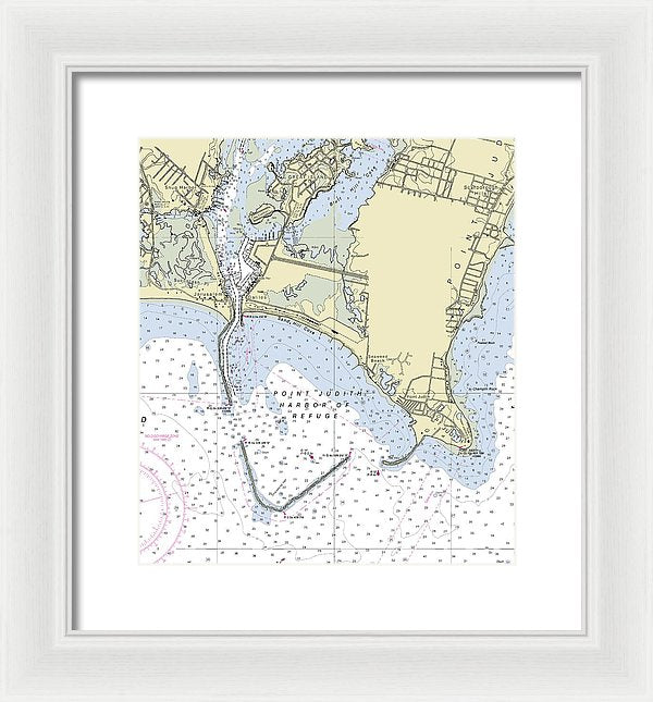 Point Judith Harbor Of Refuge Rhode Island Nautical Chart - Framed Print