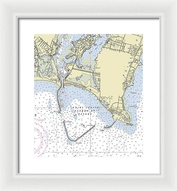 Point Judith Harbor Of Refuge Rhode Island Nautical Chart - Framed Print