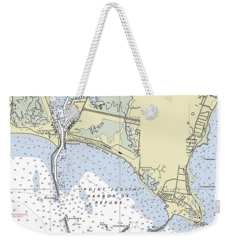 Point Judith Harbor of Refuge Rhode Island Nautical Chart - Weekender Tote Bag