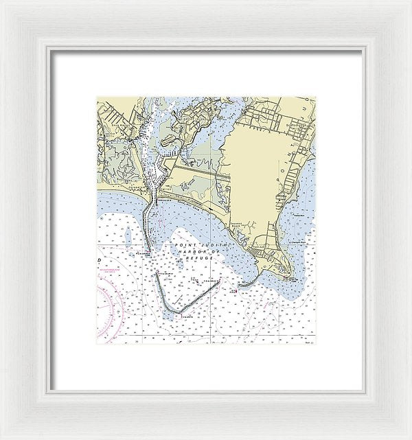 Point Judith Harbor Of Refuge Rhode Island Nautical Chart - Framed Print