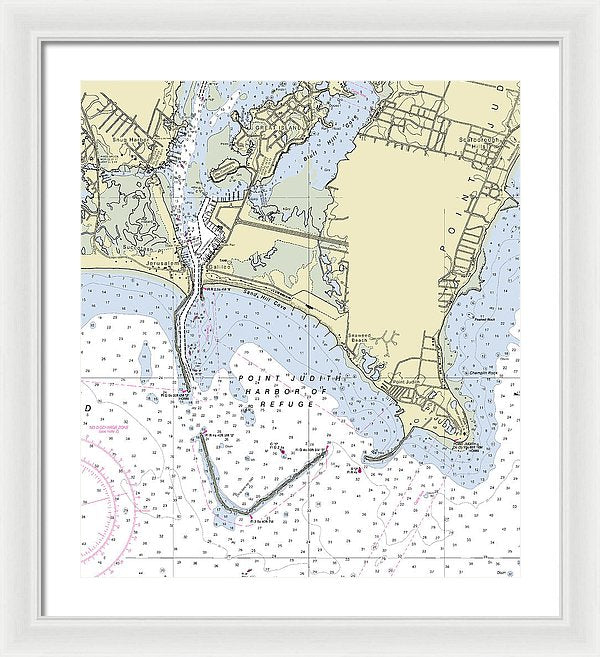 Point Judith Harbor Of Refuge Rhode Island Nautical Chart - Framed Print