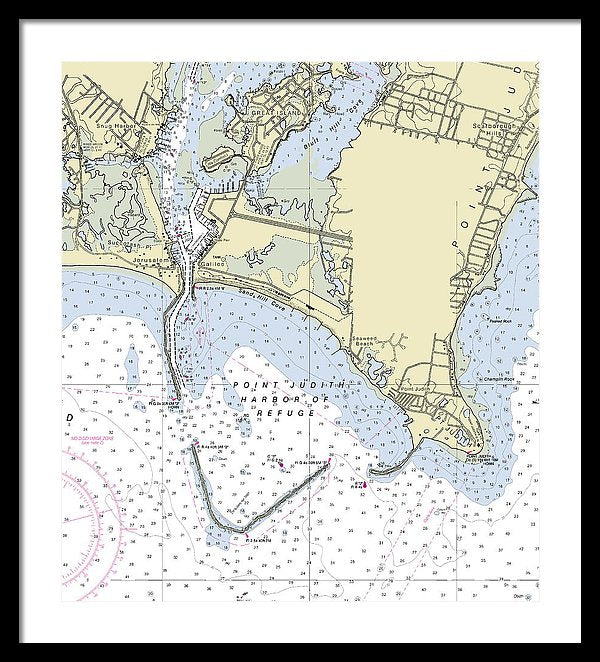 Point Judith Harbor Of Refuge Rhode Island Nautical Chart - Framed Print