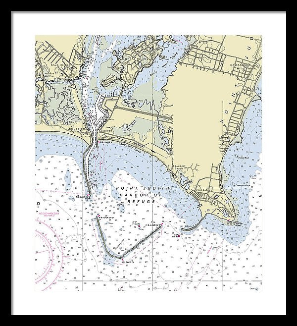 Point Judith Harbor Of Refuge Rhode Island Nautical Chart - Framed Print