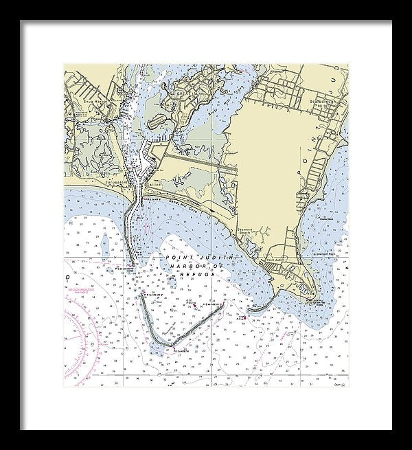 Point Judith Harbor Of Refuge Rhode Island Nautical Chart - Framed Print