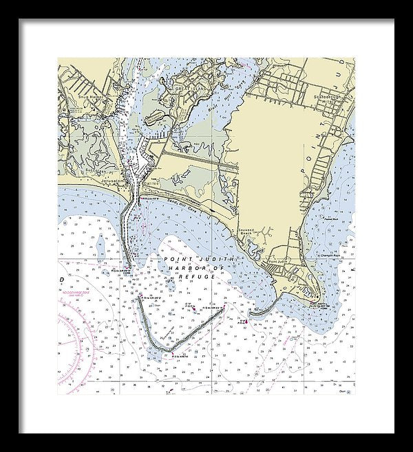 Point Judith Harbor Of Refuge Rhode Island Nautical Chart - Framed Print