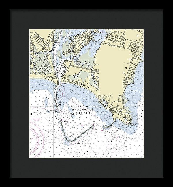 Point Judith Harbor Of Refuge Rhode Island Nautical Chart - Framed Print