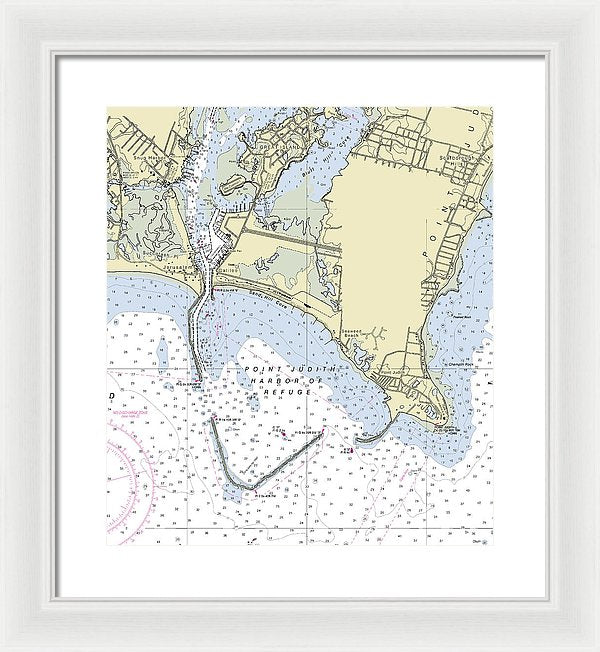 Point Judith Harbor Of Refuge Rhode Island Nautical Chart - Framed Print