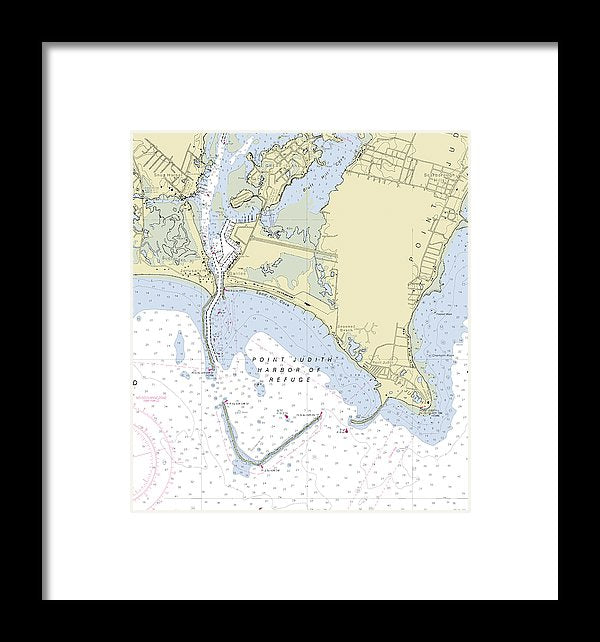 Point Judith Harbor Of Refuge Rhode Island Nautical Chart - Framed Print