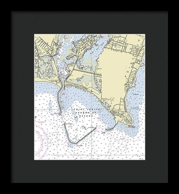 Point Judith Harbor Of Refuge Rhode Island Nautical Chart - Framed Print