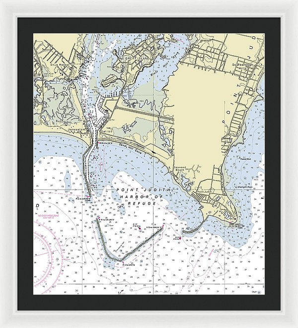 Point Judith Harbor Of Refuge Rhode Island Nautical Chart - Framed Print