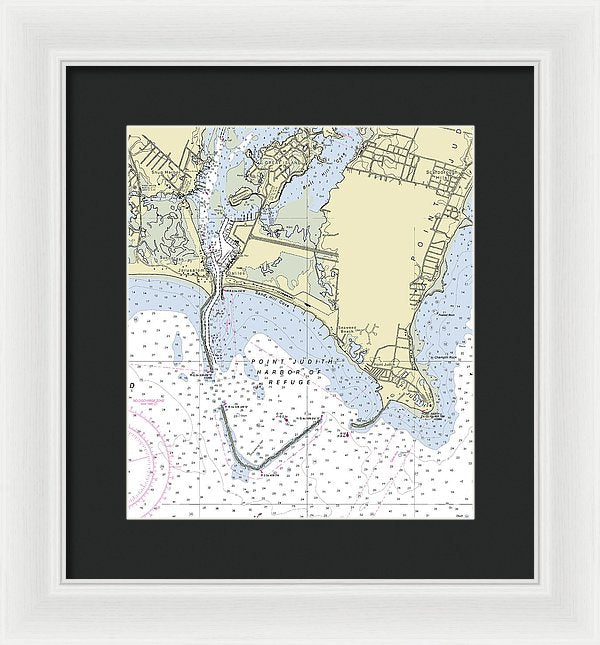 Point Judith Harbor Of Refuge Rhode Island Nautical Chart - Framed Print