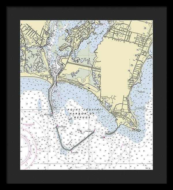 Point Judith Harbor Of Refuge Rhode Island Nautical Chart - Framed Print