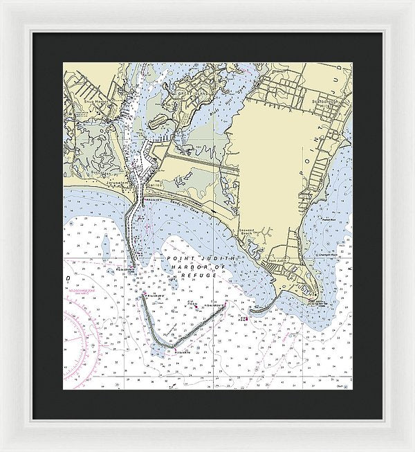 Point Judith Harbor Of Refuge Rhode Island Nautical Chart - Framed Print