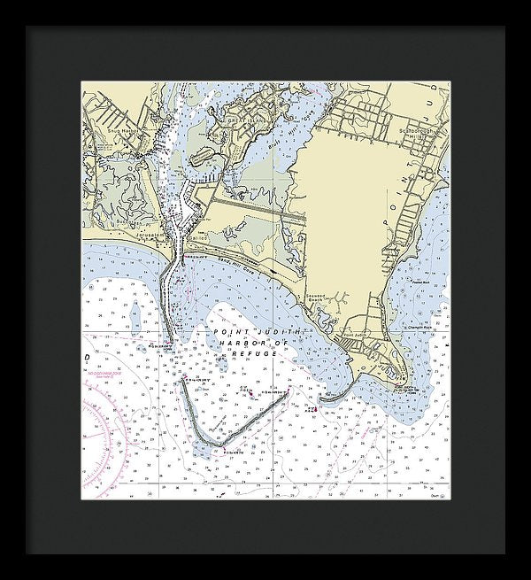 Point Judith Harbor Of Refuge Rhode Island Nautical Chart - Framed Print