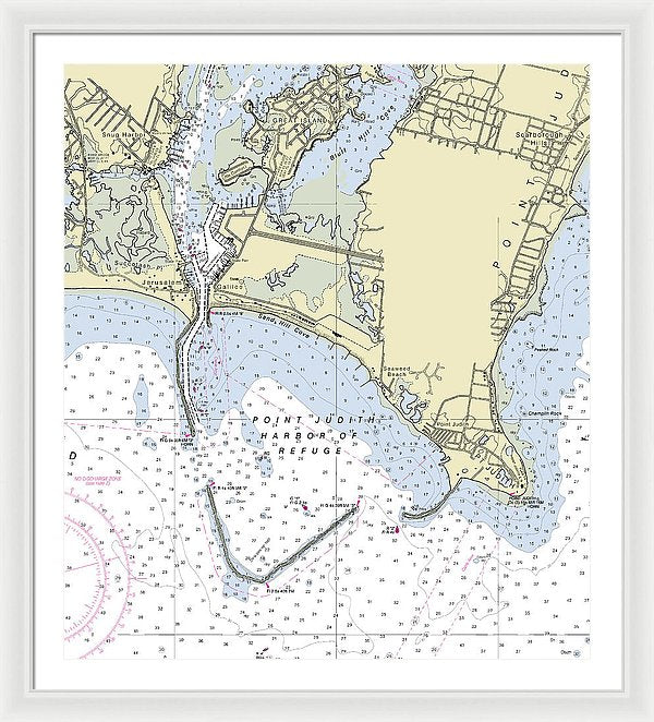 Point Judith Harbor Of Refuge Rhode Island Nautical Chart - Framed Print