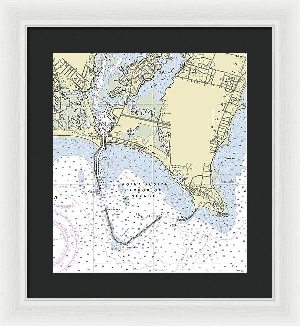 Point Judith Harbor Of Refuge Rhode Island Nautical Chart - Framed Print