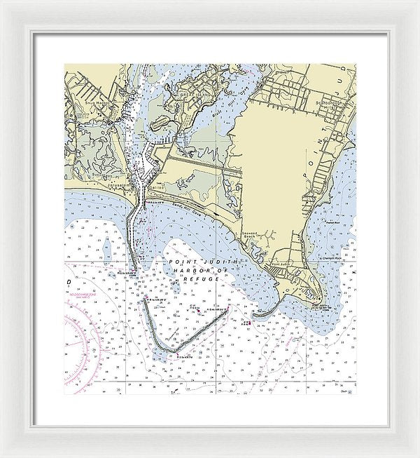 Point Judith Harbor Of Refuge Rhode Island Nautical Chart - Framed Print