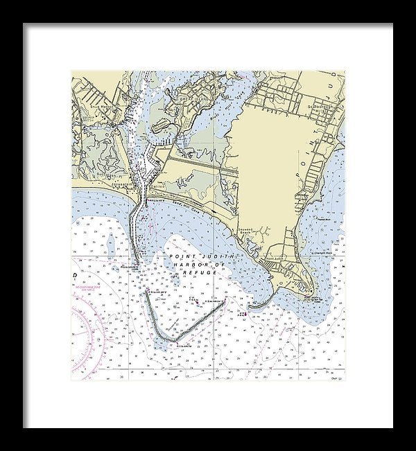 Point Judith Harbor Of Refuge Rhode Island Nautical Chart - Framed Print