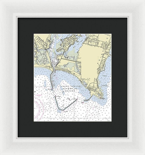 Point Judith Harbor Of Refuge Rhode Island Nautical Chart - Framed Print