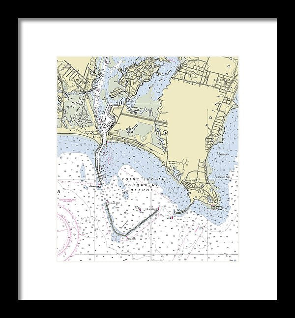 Point Judith Harbor Of Refuge Rhode Island Nautical Chart - Framed Print