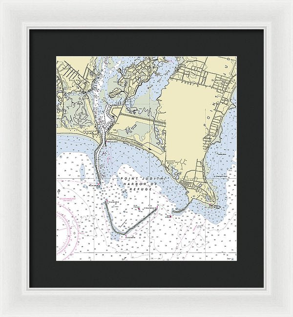 Point Judith Harbor Of Refuge Rhode Island Nautical Chart - Framed Print