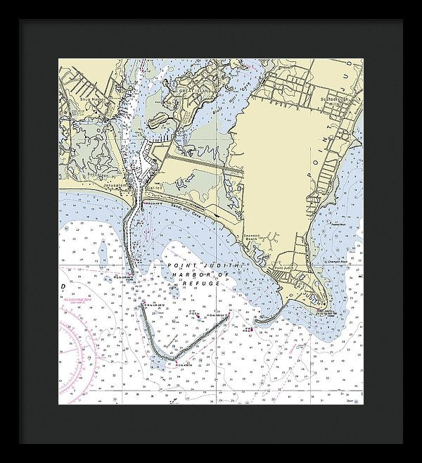 Point Judith Harbor Of Refuge Rhode Island Nautical Chart - Framed Print