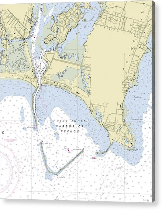 Point Judith Harbor Of Refuge Rhode Island Nautical Chart  Acrylic Print