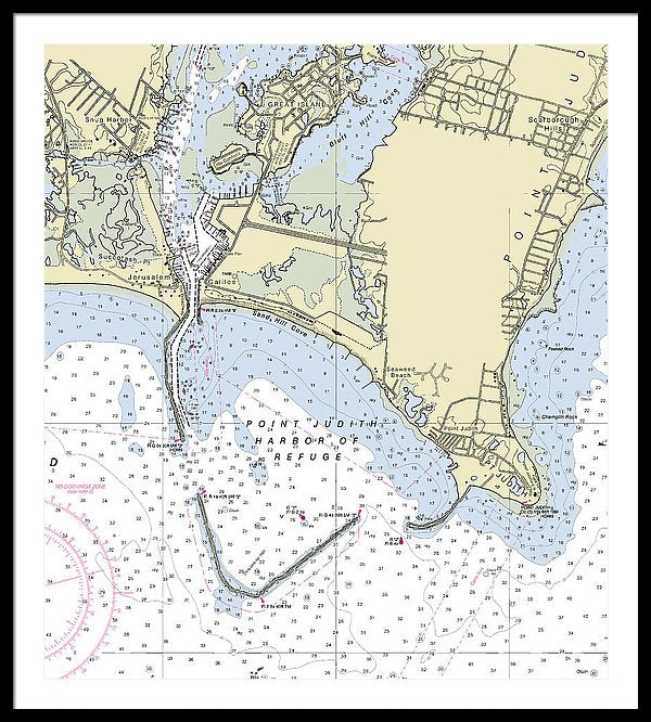 Point Judith Harbor Of Refuge Rhode Island Nautical Chart - Framed Print