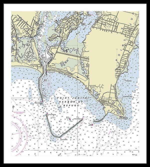 Point Judith Harbor Of Refuge Rhode Island Nautical Chart - Framed Print