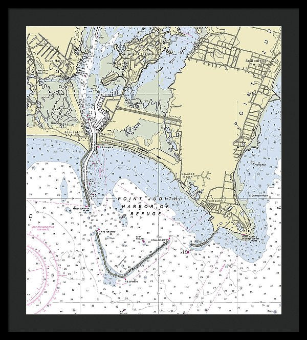 Point Judith Harbor Of Refuge Rhode Island Nautical Chart - Framed Print