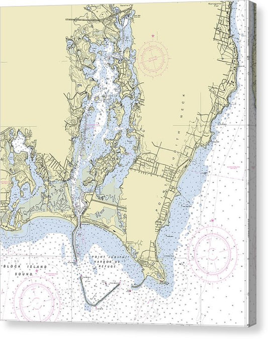 Point Judith Harbor Rhode Island Nautical Chart Canvas Print