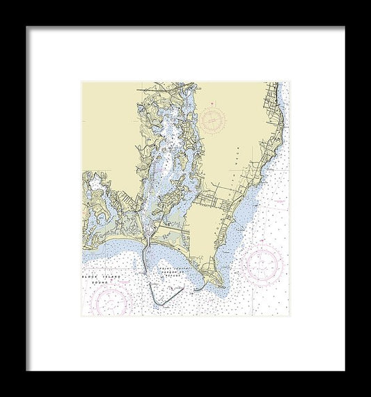 Point Judith Harbor Rhode Island Nautical Chart - Framed Print