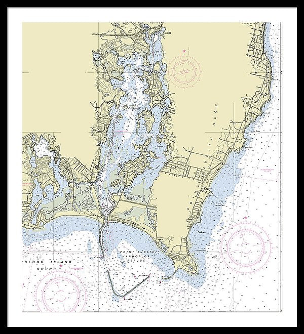 Point Judith Harbor Rhode Island Nautical Chart - Framed Print