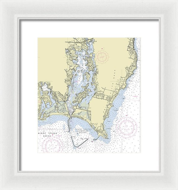 Point Judith Harbor Rhode Island Nautical Chart - Framed Print