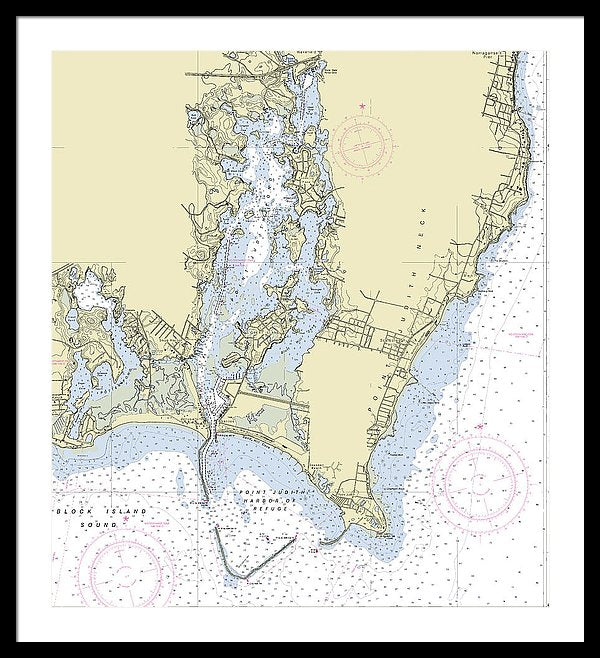 Point Judith Harbor Rhode Island Nautical Chart - Framed Print