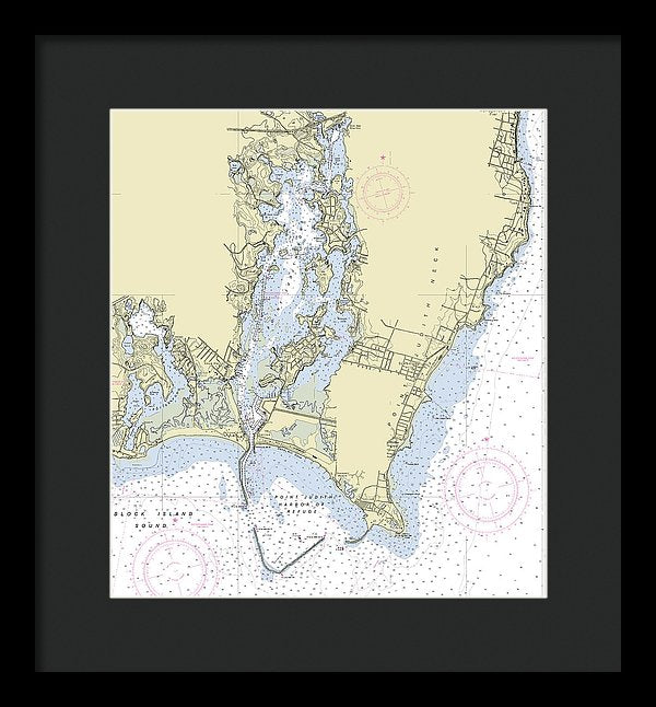 Point Judith Harbor Rhode Island Nautical Chart - Framed Print