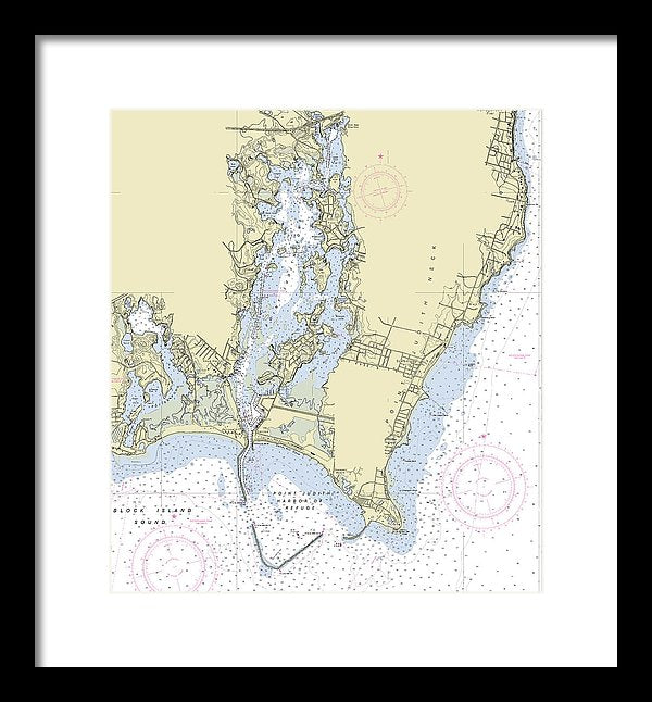 Point Judith Harbor Rhode Island Nautical Chart - Framed Print