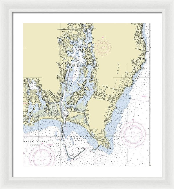 Point Judith Harbor Rhode Island Nautical Chart - Framed Print