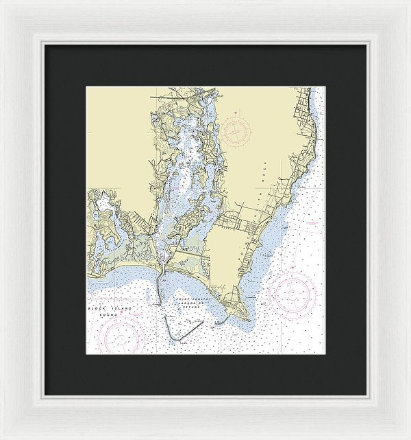 Point Judith Harbor Rhode Island Nautical Chart - Framed Print