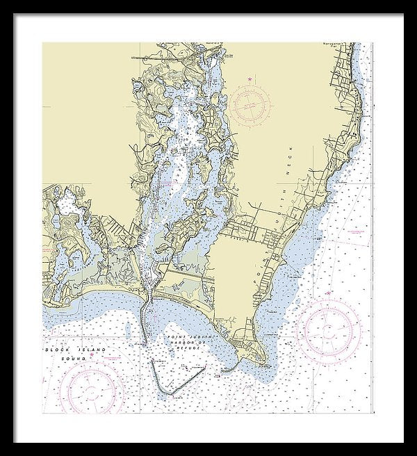 Point Judith Harbor Rhode Island Nautical Chart - Framed Print