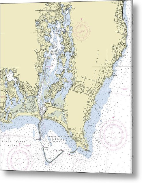 A beuatiful Metal Print of the Point Judith Harbor Rhode Island Nautical Chart - Metal Print by SeaKoast.  100% Guarenteed!