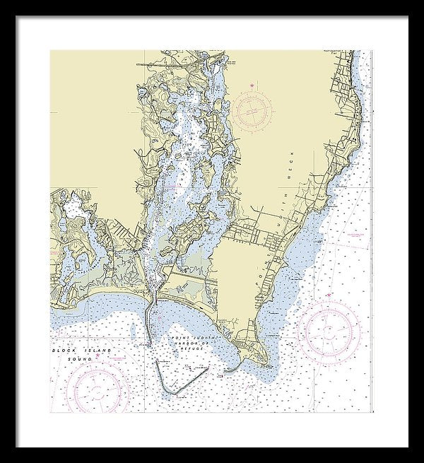 Point Judith Harbor Rhode Island Nautical Chart - Framed Print