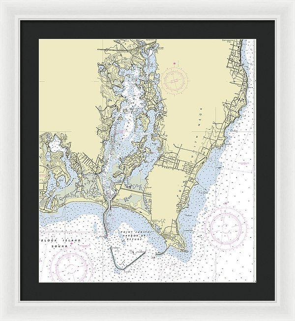 Point Judith Harbor Rhode Island Nautical Chart - Framed Print