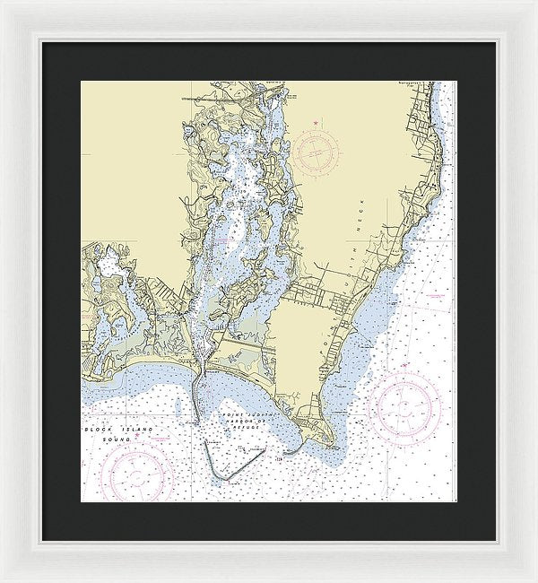 Point Judith Harbor Rhode Island Nautical Chart - Framed Print