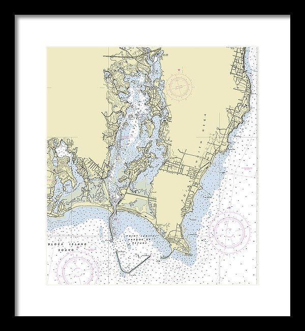 Point Judith Harbor Rhode Island Nautical Chart - Framed Print