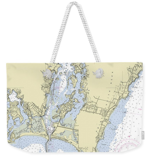 Point Judith Harbor Rhode Island Nautical Chart - Weekender Tote Bag