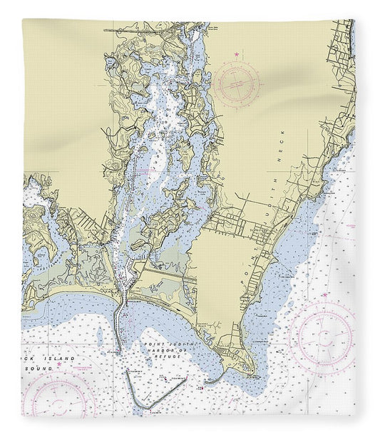 Point Judith Harbor Rhode Island Nautical Chart Blanket
