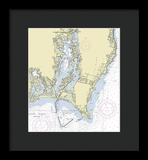 Point Judith Harbor Rhode Island Nautical Chart - Framed Print