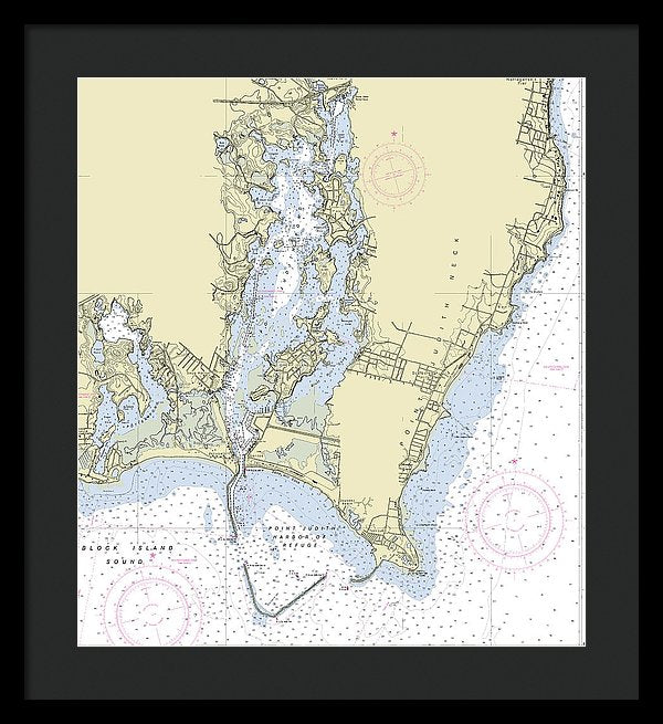 Point Judith Harbor Rhode Island Nautical Chart - Framed Print