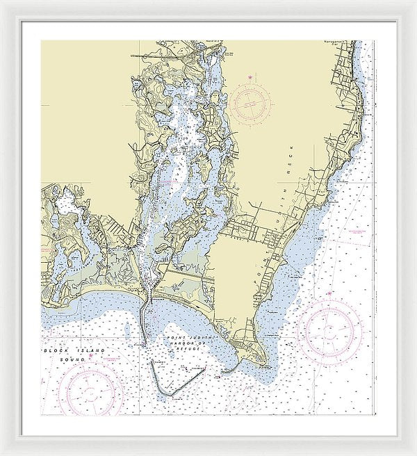 Point Judith Harbor Rhode Island Nautical Chart - Framed Print